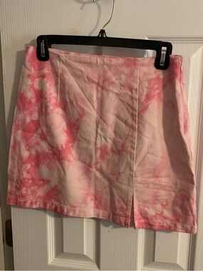 Forever 21 Pink Tie-Dye Mini Skirt with Front Slit